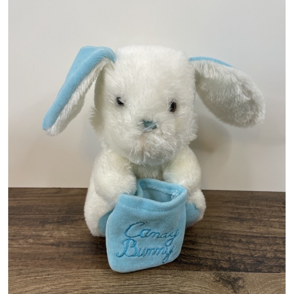 Vintage Cuddle Wit 8" Candy Bunny Rabbit Easter Plush Stuffed Animal Toy White